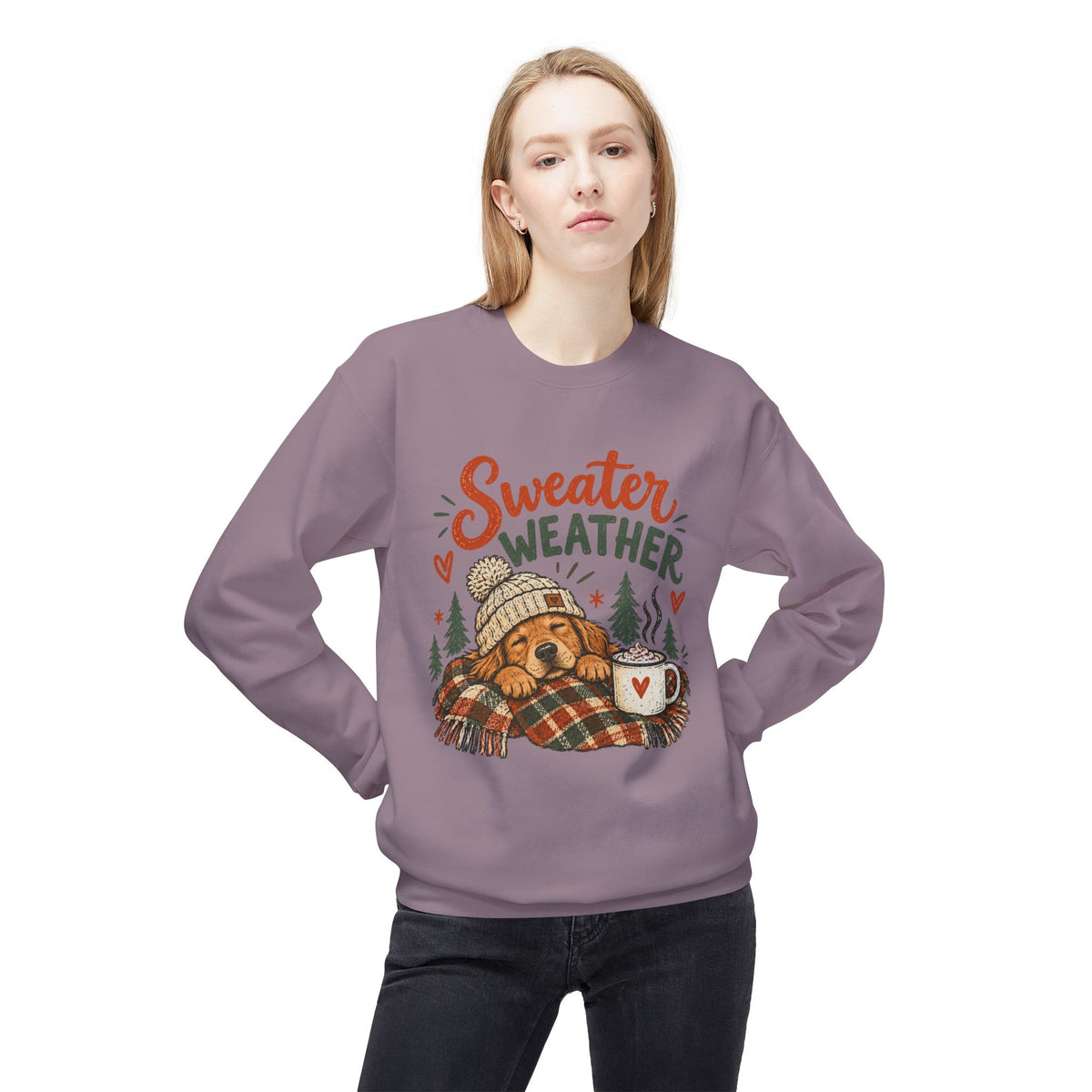 Sweater Weather Bear Sweatshirt, Cozy Autumn Woodland Design
