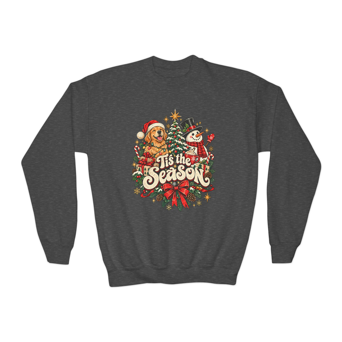 Christmas Tis the Season Graphic Youth Crewneck Sweatshirt