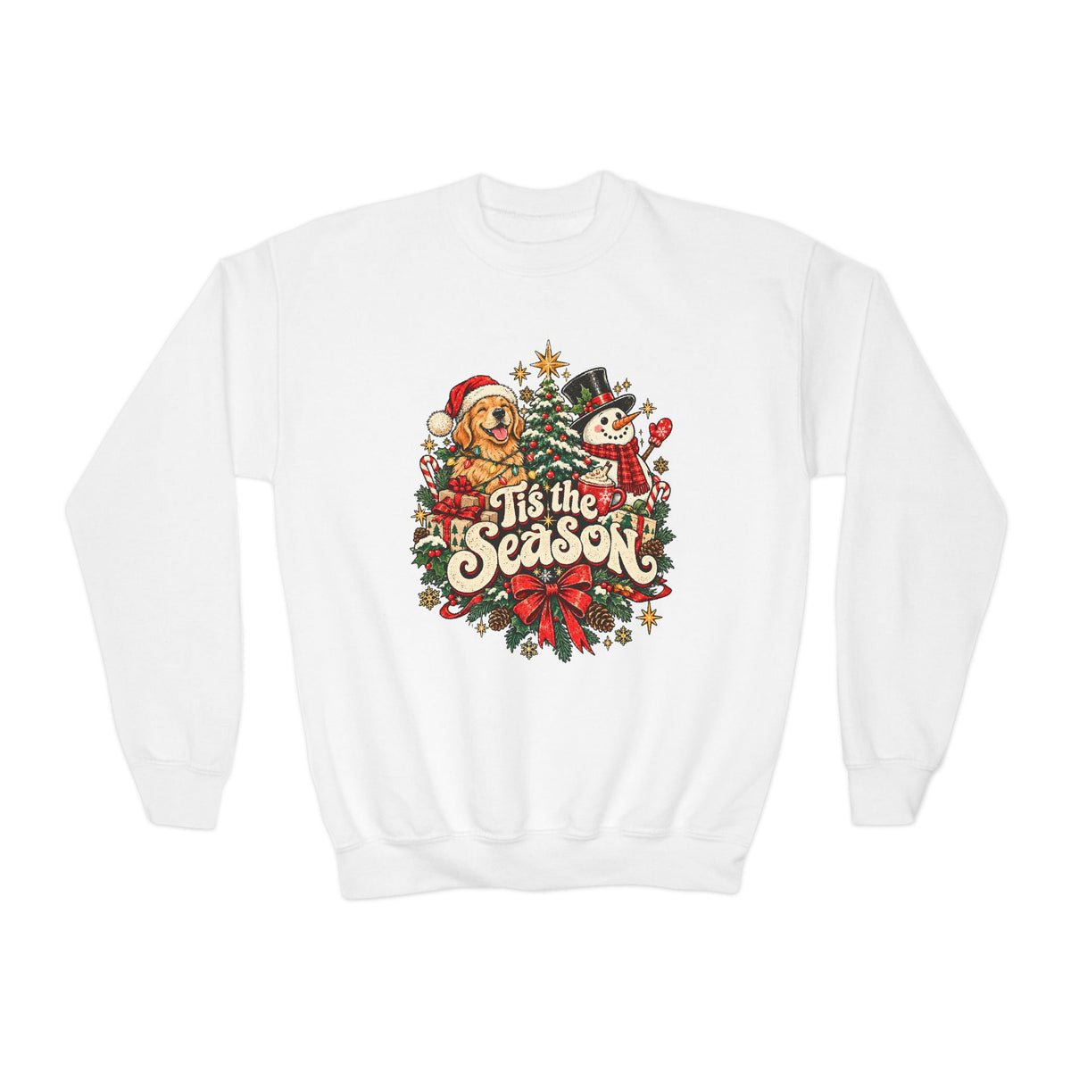 Christmas Tis the Season Graphic Youth Crewneck Sweatshirt