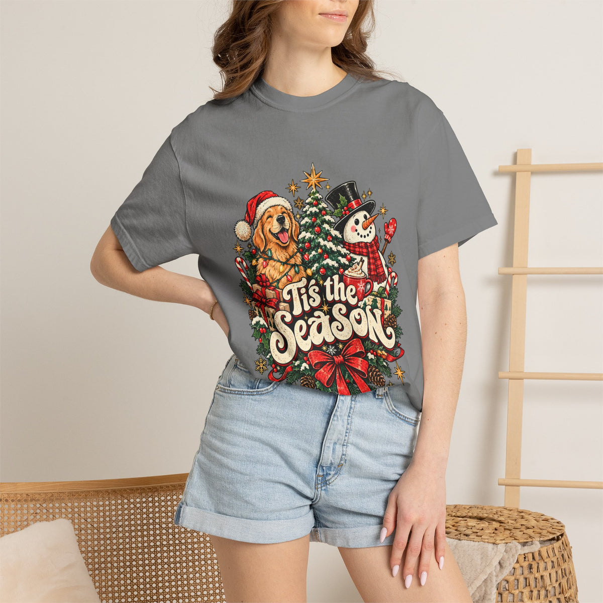 It's the Season Christmas Dog and Snowman T-Shirt