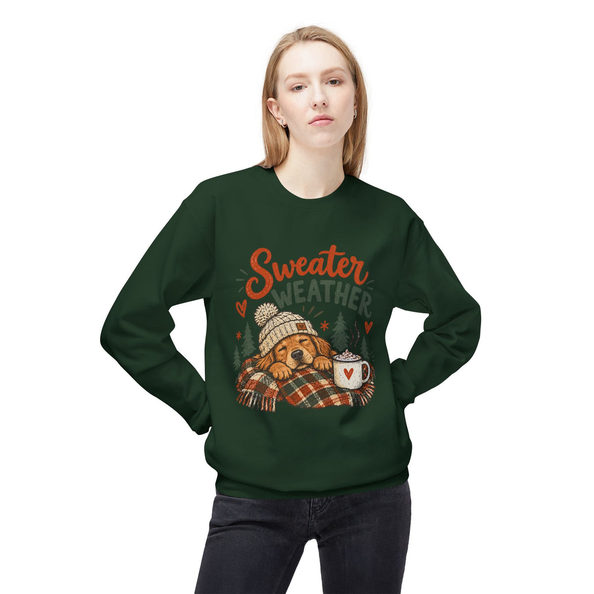Sweater Weather Bear Sweatshirt, Cozy Autumn Woodland Design