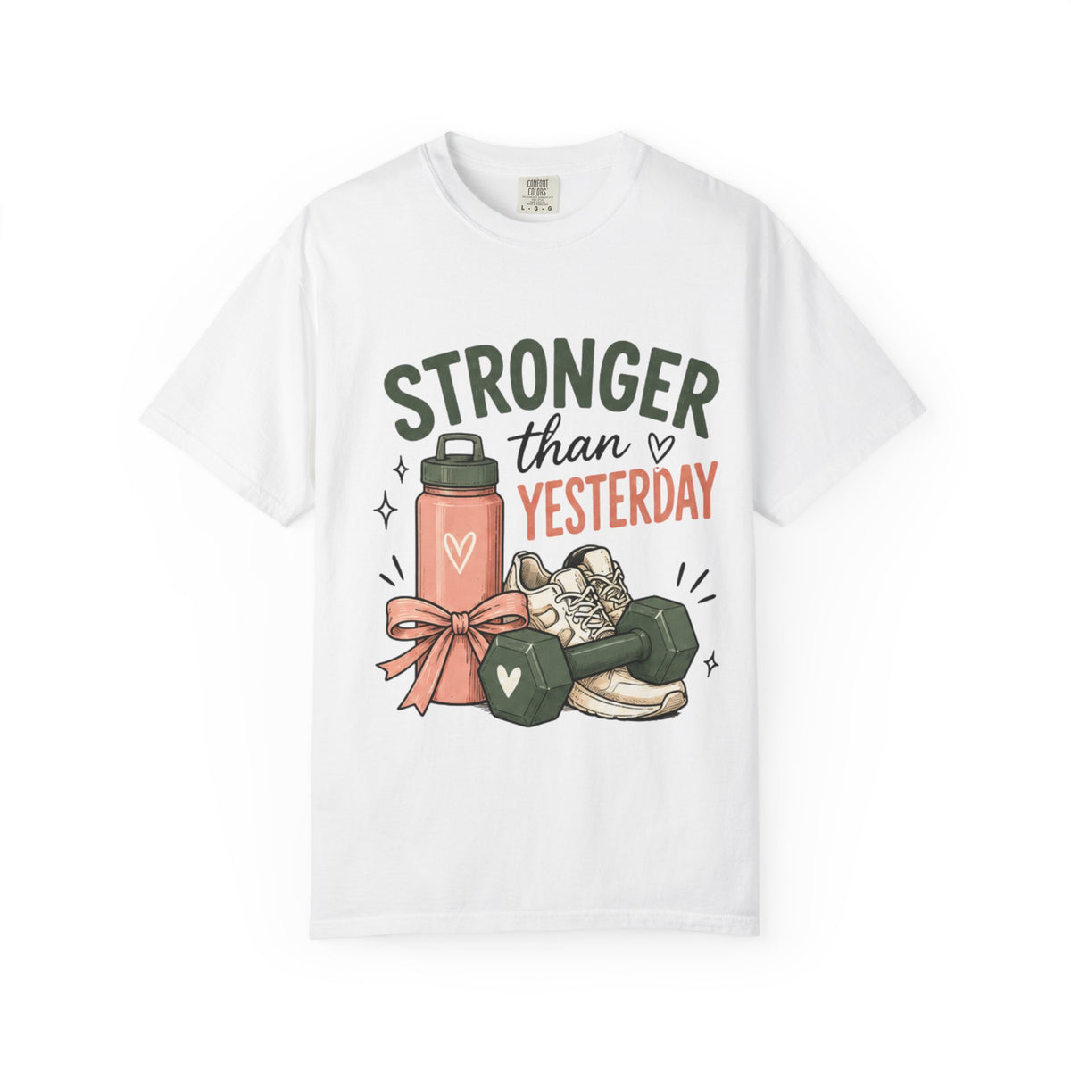 Stronger Than Yesterday Fitness Quote T-Shirt, Workout Motivation