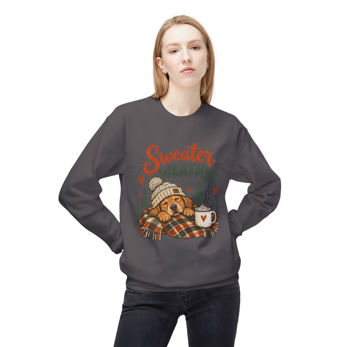 Sweater Weather Bear Sweatshirt, Cozy Autumn Woodland Design
