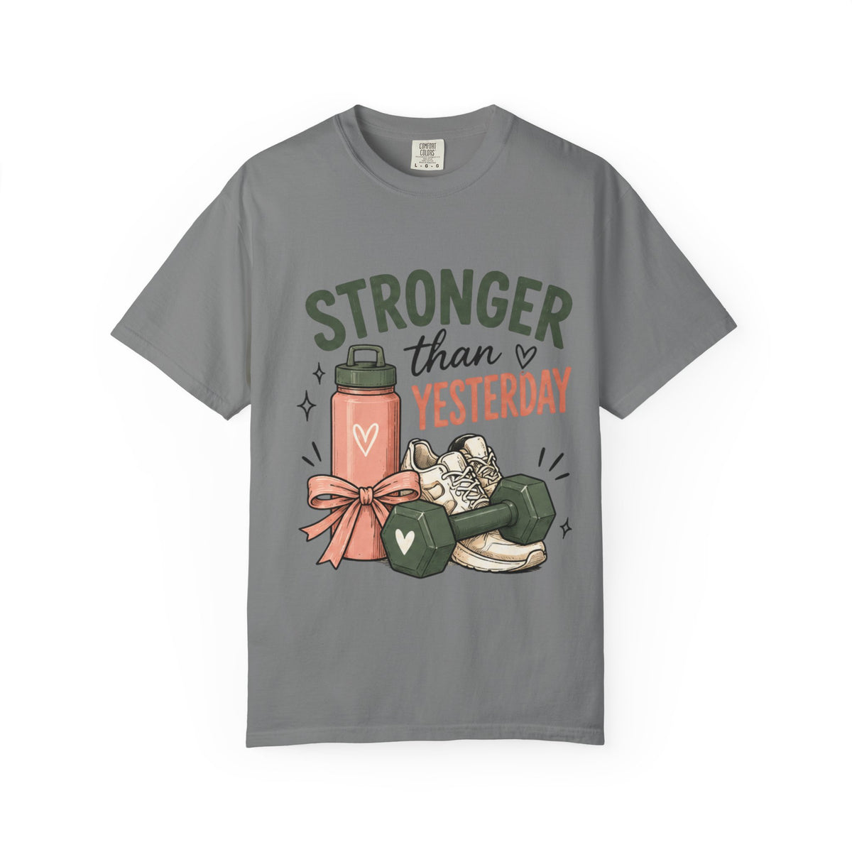Stronger Than Yesterday Fitness Quote T-Shirt, Workout Motivation