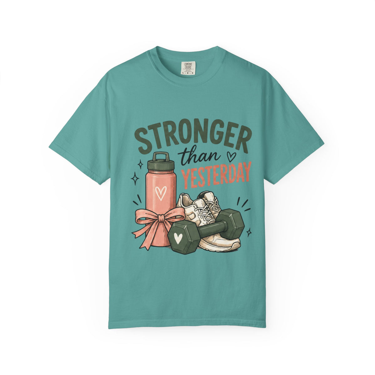 Stronger Than Yesterday Fitness Quote T-Shirt, Workout Motivation