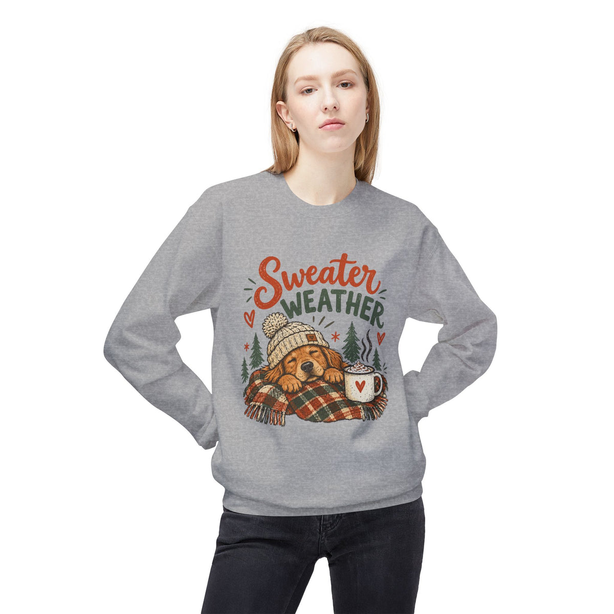 Sweater Weather Bear Sweatshirt, Cozy Autumn Woodland Design