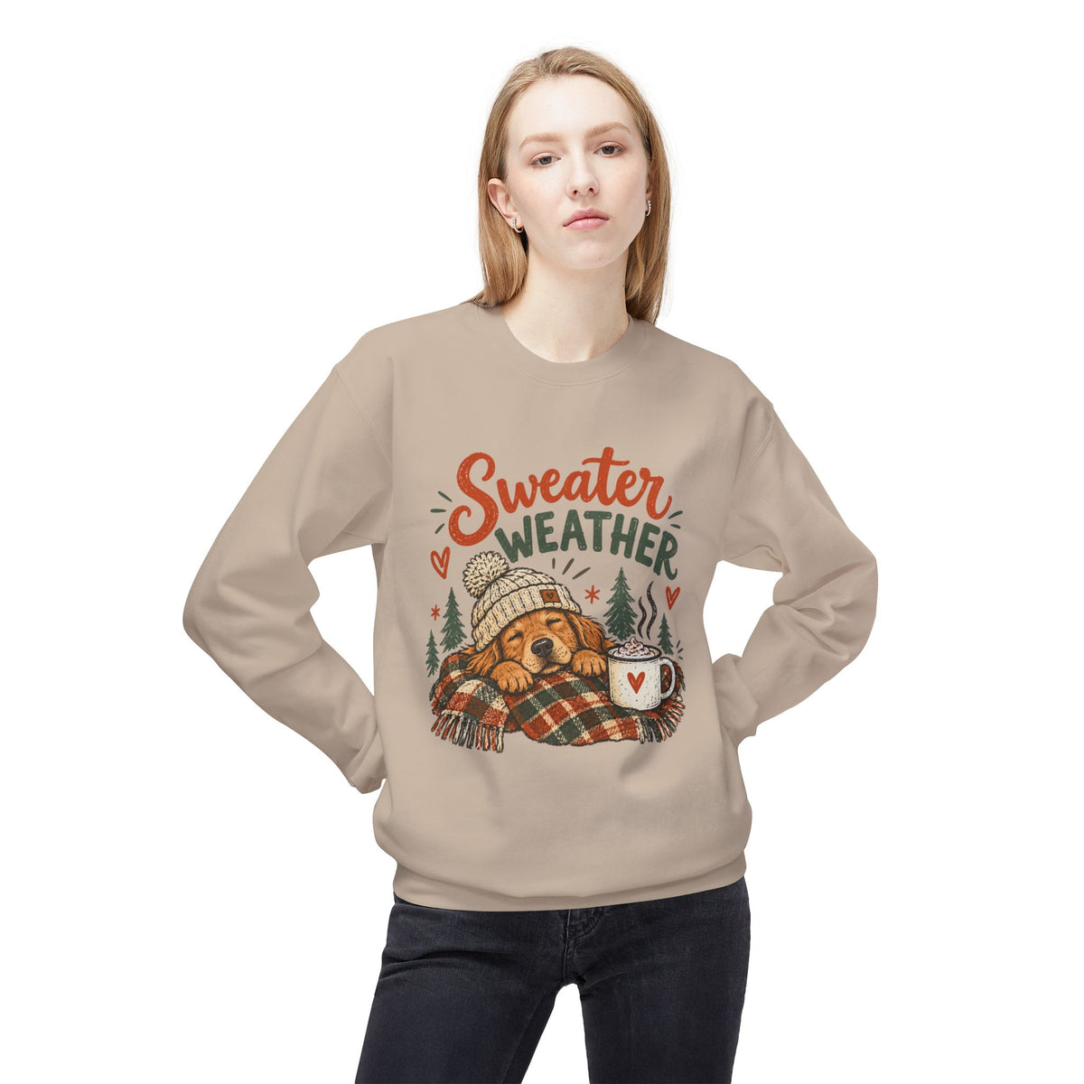 Sweater Weather Bear Sweatshirt, Cozy Autumn Woodland Design