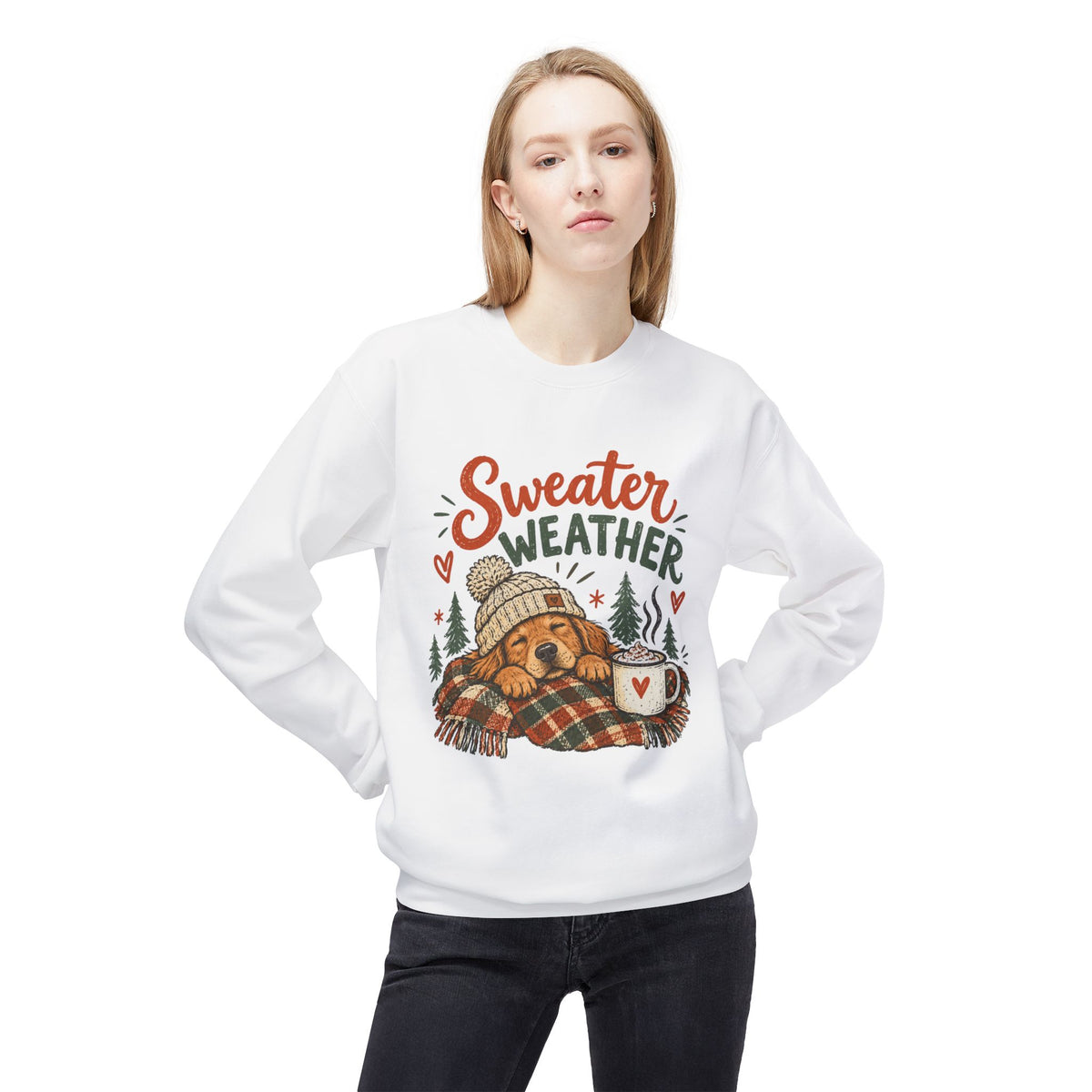 Sweater Weather Bear Sweatshirt, Cozy Autumn Woodland Design