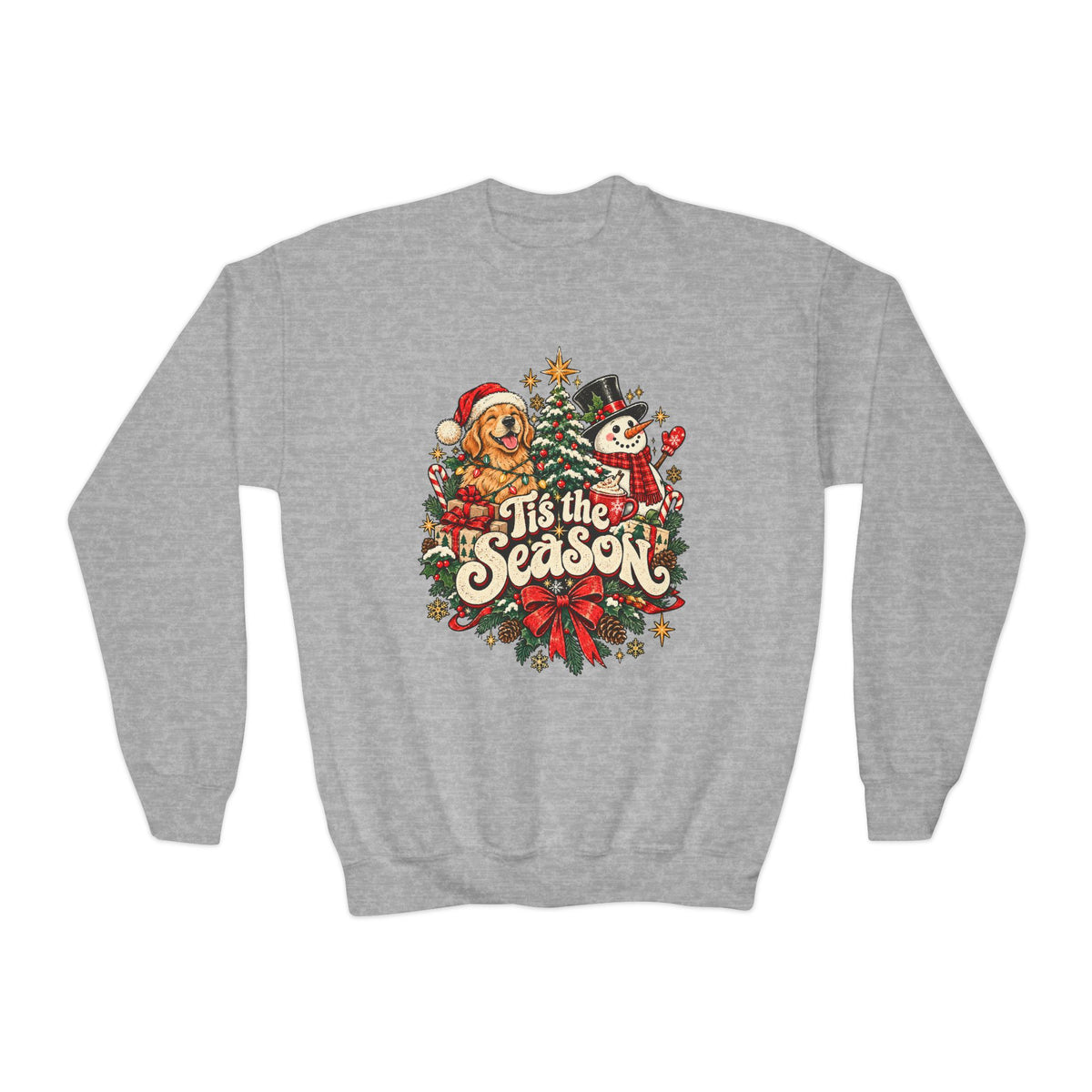 Christmas Tis the Season Graphic Youth Crewneck Sweatshirt