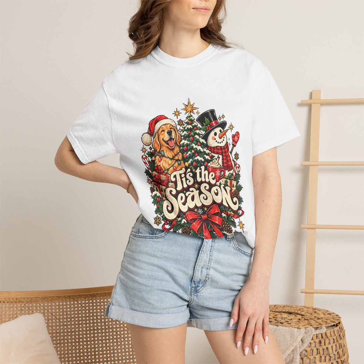 It's the Season Christmas Dog and Snowman T-Shirt