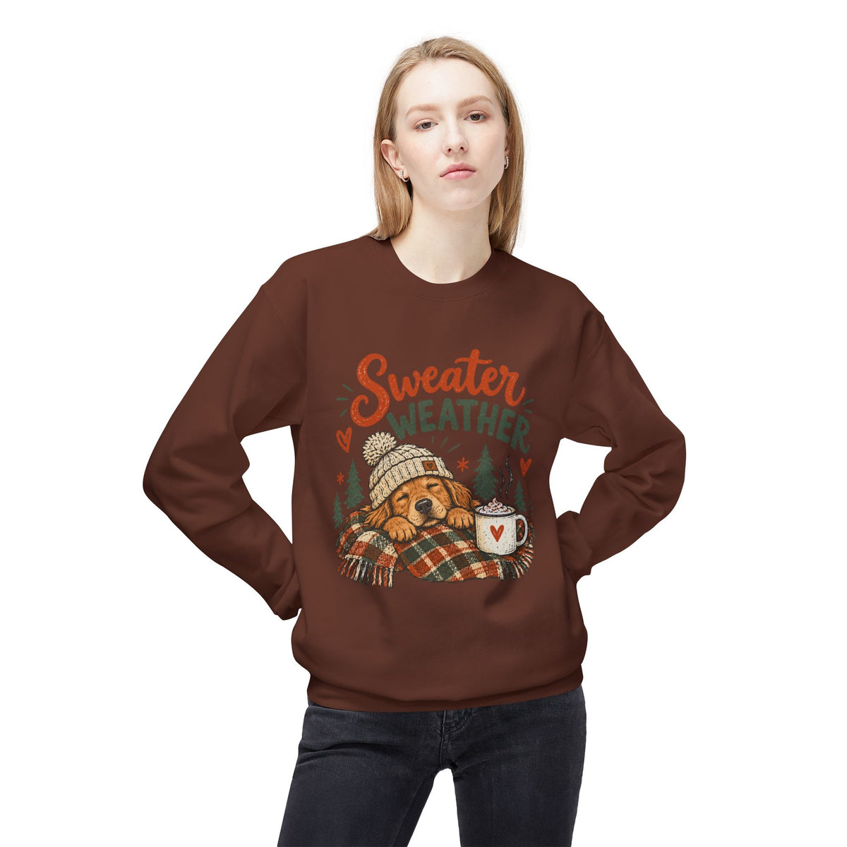 Sweater Weather Bear Sweatshirt, Cozy Autumn Woodland Design