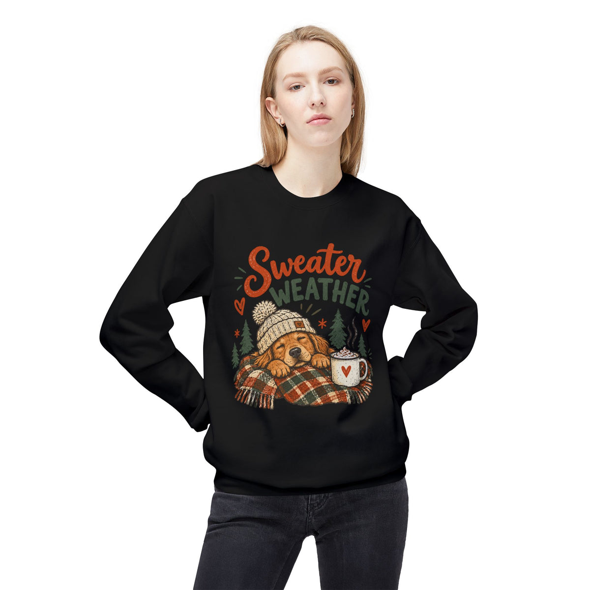 Sweater Weather Bear Sweatshirt, Cozy Autumn Woodland Design