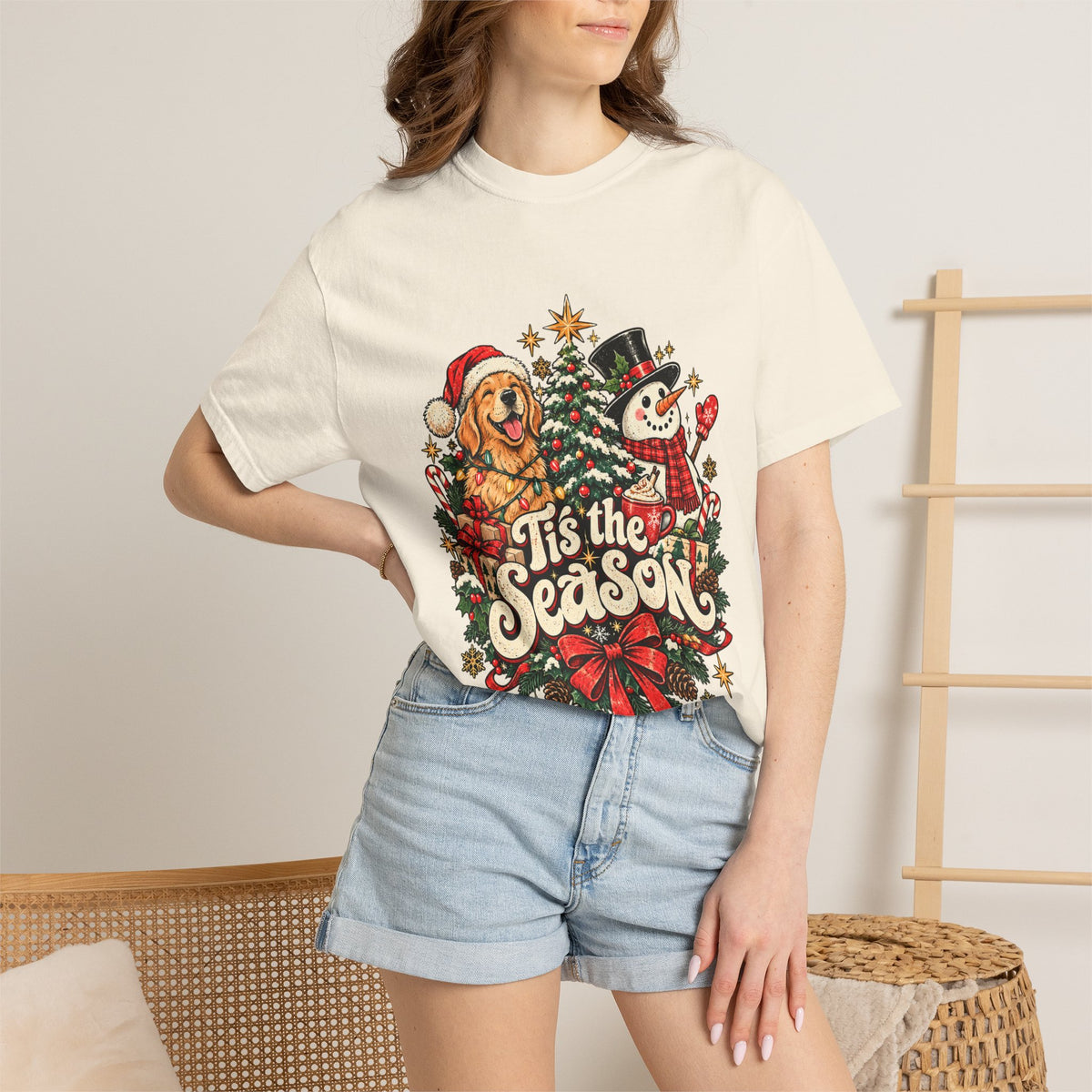 It's the Season Christmas Dog and Snowman T-Shirt